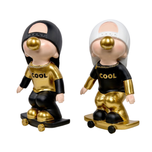 Set de 2 Skateurs Ballon or et noir