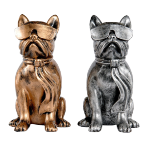 Set de 2 chiens patinés – Cravates/lunettes